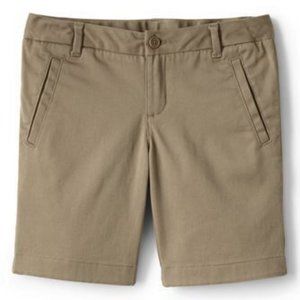 NWT LANDS' END GIRL'S STRETCH CHINO BERMUDA SHORTS KHAKI 12